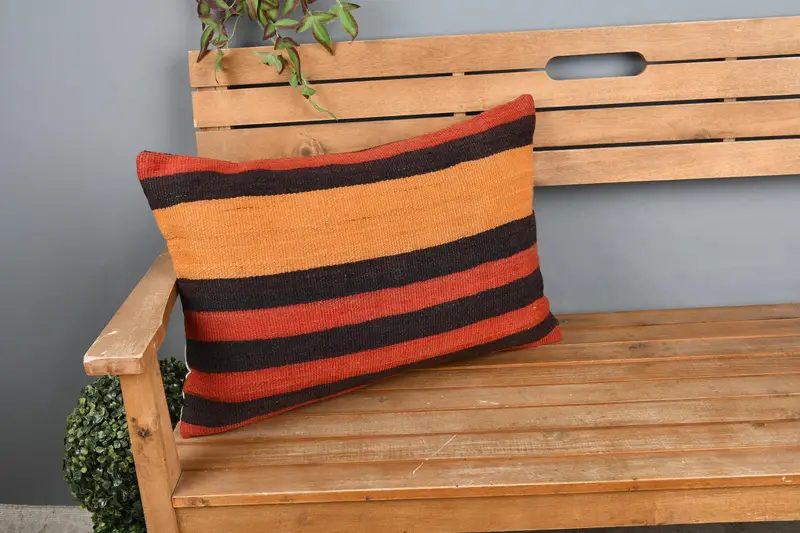 Vintage Pillow, 16x24 Red Cushion, Pillow, Boho Throw Cushion, Nautical Throw Pillow Cover, Nomadic Cushion Case, Kilim Pillow, Kilim Pillow Cover - 1