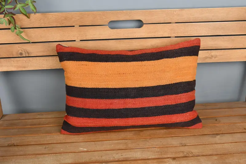 Vintage Pillow, 16x24 Red Cushion, Pillow, Boho Throw Cushion, Nautical Throw Pillow Cover, Nomadic Cushion Case, Kilim Pillow, Kilim Pillow Cover - 6