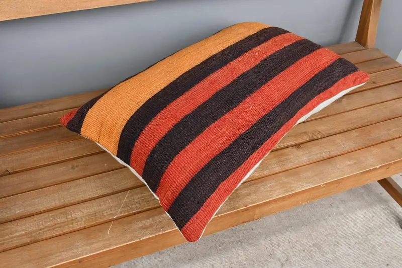 Vintage Pillow, 16x24 Red Cushion, Pillow, Boho Throw Cushion, Nautical Throw Pillow Cover, Nomadic Cushion Case, Kilim Pillow, Kilim Pillow Cover - 2