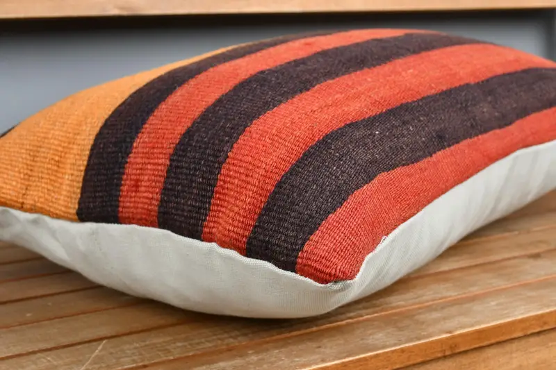 Vintage Pillow, 16x24 Red Cushion, Pillow, Boho Throw Cushion, Nautical Throw Pillow Cover, Nomadic Cushion Case, Kilim Pillow, Kilim Pillow Cover - 3