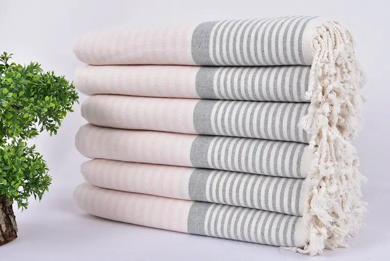 Unique Wedding Gift, Bridal Shower Favors, Personalized Bridesmaid Gift, Turkish towel, Gym Towel, Bridal Gifts, 68x40 Cotton Striped Terry Towel - 3