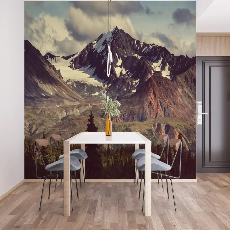 Baskılı Dağ Manzarası Duvar Kağıdıyla Alanınızı Yükseltin