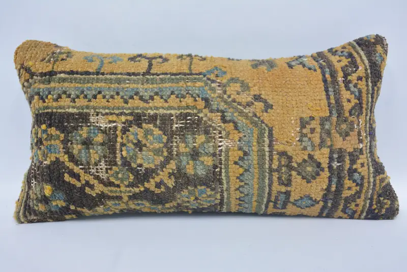 Brown & Beige Geometric Throw Pillow, 12x24 Inches Size Pillow - 1