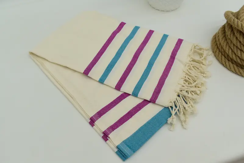Bath towel, Organic cotton peshtemal for spa and beach, 70x40 Cotton Striped Towel, Gifts For Him, Peshtemal, Holiday Towel, Custom Beach Towel - 3