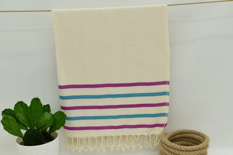 Bath towel, Organic cotton peshtemal for spa and beach, 70x40 Cotton Striped Towel, Gifts For Him, Peshtemal, Holiday Towel, Custom Beach Towel - 6