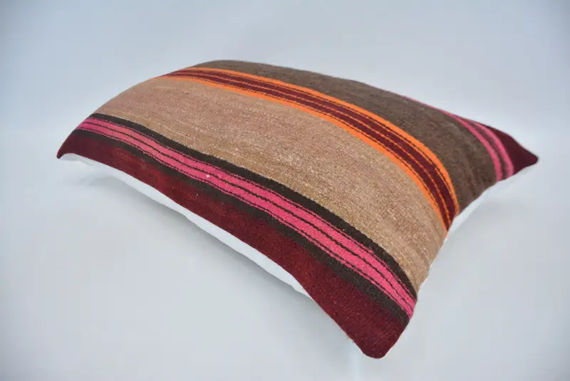 Muted Pillow Case, Pillow Cover, Pet Pillow, Handmade Kilim Cushion, 16x24 Brown Pillow Case, Ethnical Kilim Rug Pillow, Boho Pillow Sham Cover - 6