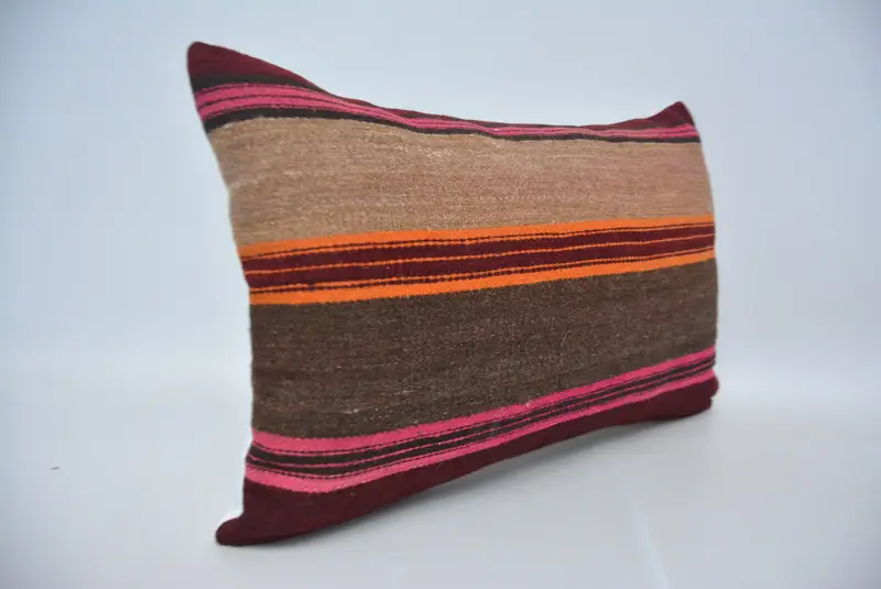 Muted Pillow Case, Pillow Cover, Pet Pillow, Handmade Kilim Cushion, 16x24 Brown Pillow Case, Ethnical Kilim Rug Pillow, Boho Pillow Sham Cover - 3