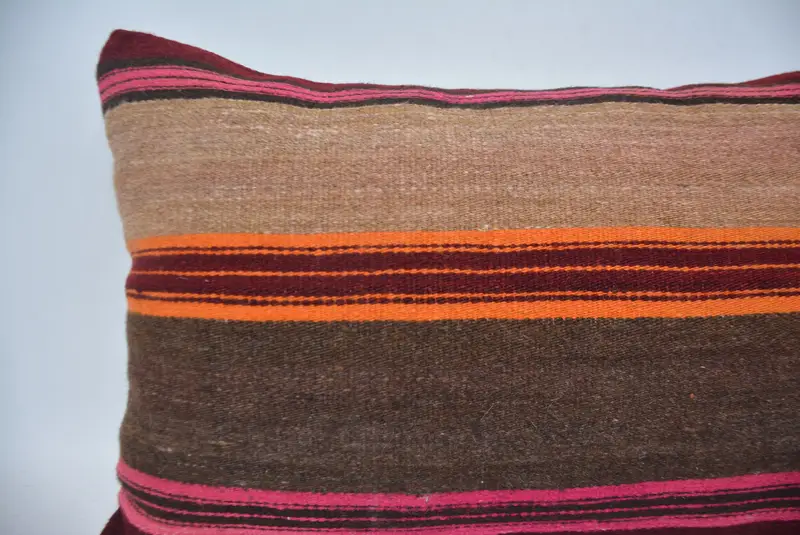 Muted Pillow Case, Pillow Cover, Pet Pillow, Handmade Kilim Cushion, 16x24 Brown Pillow Case, Ethnical Kilim Rug Pillow, Boho Pillow Sham Cover - 2