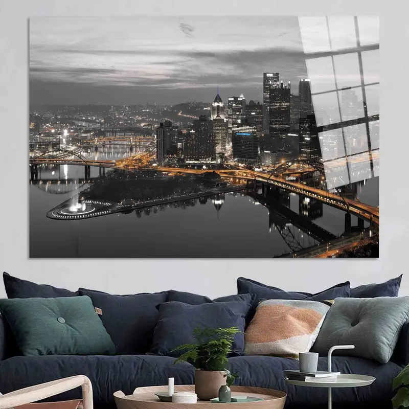 Pittsburgh Night View Leinwand: Stadtlandschaft Kunstdruck