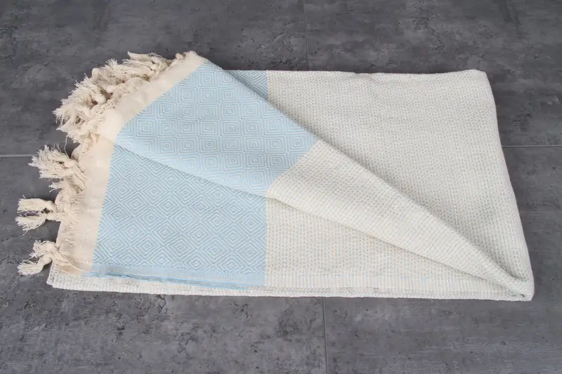 Monogram Blanket, Housewarming Gift, Bridal Shower Gift, Aesthetic Blanket, 104x80 Cotton Diamond Towel, Home Decor Gifts, Turkish Bedspread - 3