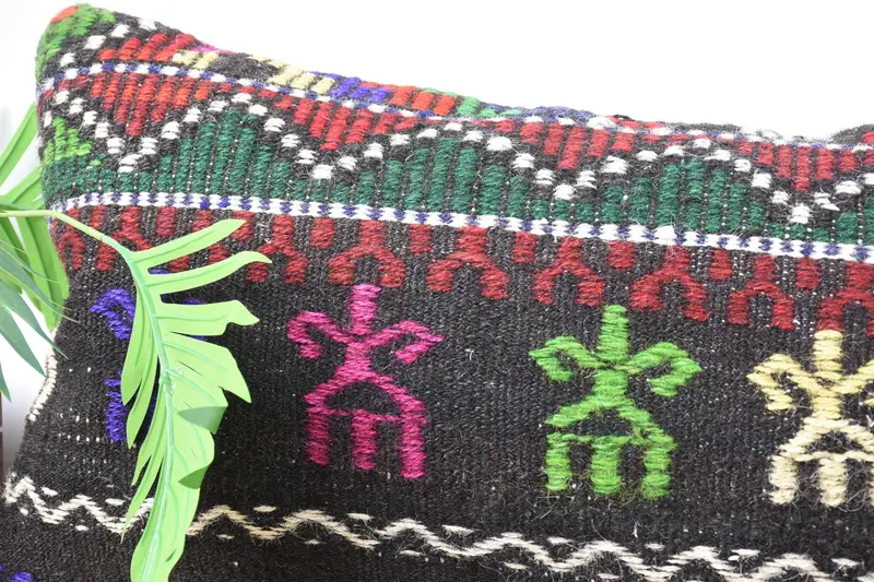 Vintage Kilim Pillow, Pillow for Couch, Turkish Kilim Pillow, Authentic Pillow Cover, Pillow Sham, 16x48 Green Pillow - 2