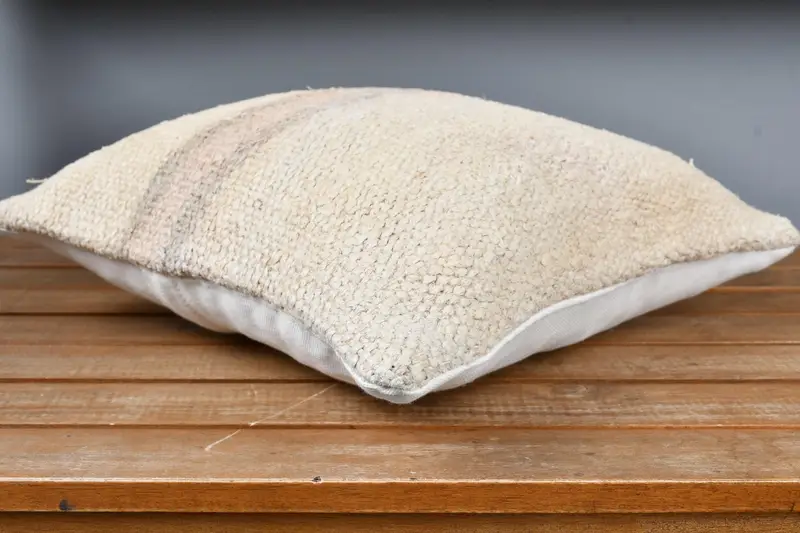 Interior Designer Pillow, 14x14 Beige Cushion Case, Vintage Kilim Throw Pillow, Bed Cushion, Crochet Pattern Pillow Case, Pillow, Turkish Pillow - 4