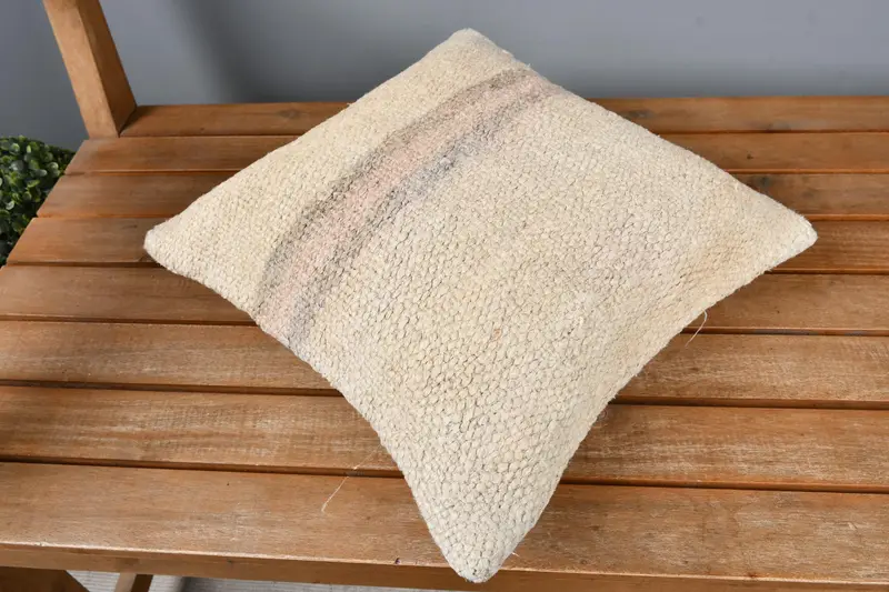 Interior Designer Pillow, 14x14 Beige Cushion Case, Vintage Kilim Throw Pillow, Bed Cushion, Crochet Pattern Pillow Case, Pillow, Turkish Pillow - 2