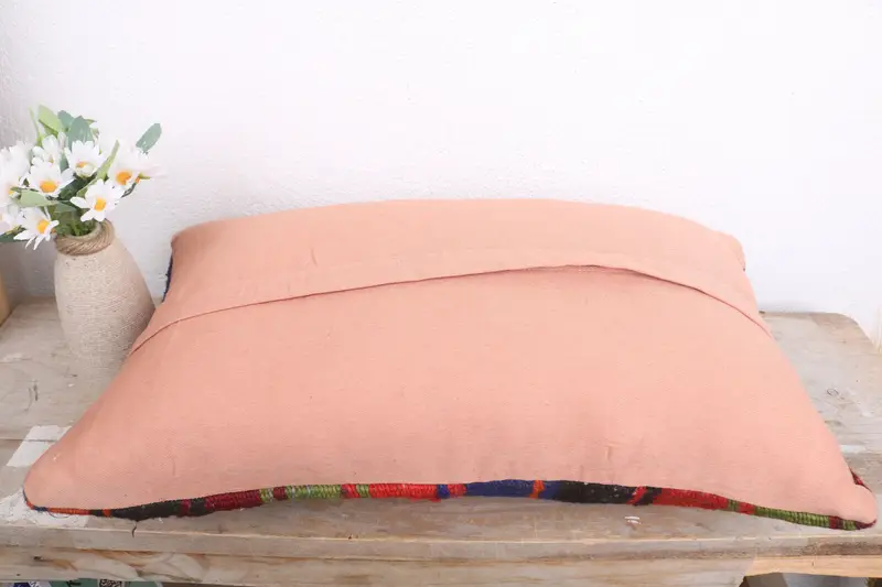 Cushion Case, Vintage Kilim Pillow, 12x20 Blue Cushion, Antique Pillows, Hippie Throw Cushion Case, Gift Pillow, Square Throw Pillow Cover - 7