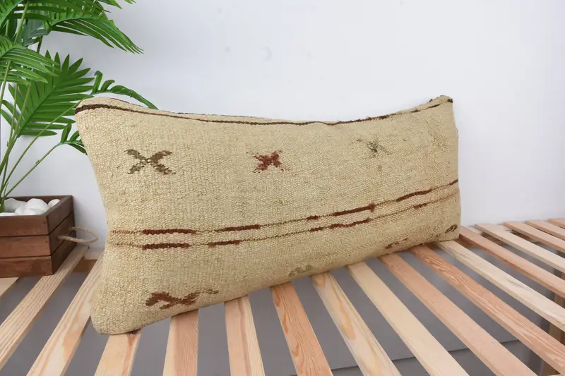 Pastel Cushion, Throw Kilim Pillow, Cushion Cover, Outdoor Patio Pillow, Gift Pillow, 16x36 Beige Pillow Case, Vintage Kilim Pillow - 4