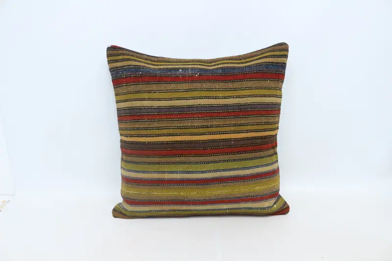 Kilim Pillow Cover, Bench Cushion Cover, Bright Cushion Case, Vintage Kilim Throw Pillow, 28x28 Rainbow Pillow Case, Cushion Cover, Gift Pillow - 1