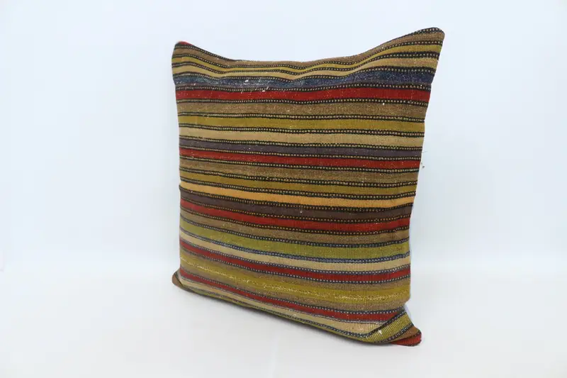 Kilim Pillow Cover, Bench Cushion Cover, Bright Cushion Case, Vintage Kilim Throw Pillow, 28x28 Rainbow Pillow Case, Cushion Cover, Gift Pillow - 4