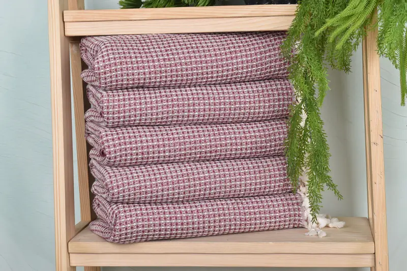 Damson Cotton Waffle Towel Organic Cotton/Linen Beige, 36x67 Inches