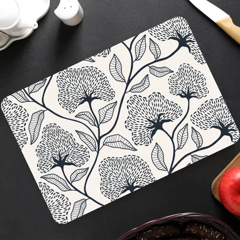 Patterned Glass Cutting Board with Floral Design for Kitchen