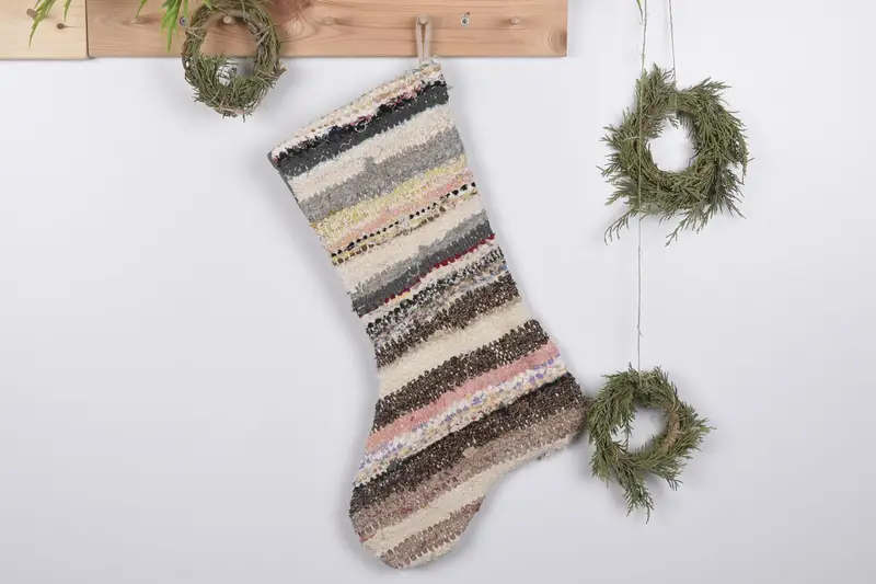 Patrón de adornos navideños, calcetín navideño de 19 pulgadas de ancho