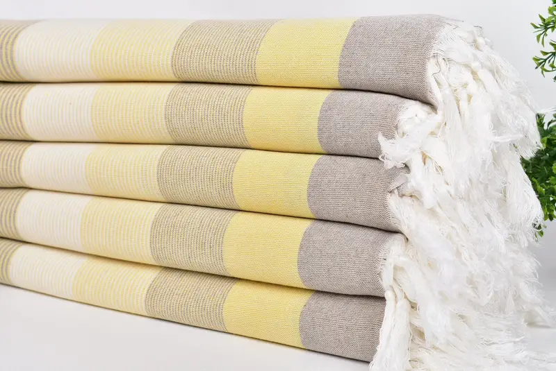 Spa Towel, Customized Towels, Fringed Turkish towel for poolside, Housewarming Gift, Turkish towel, 68x40 Cotton Striped Towel, Lightweight towel - 3