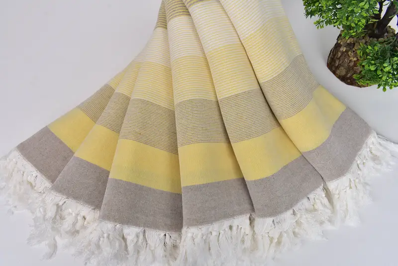 Spa Towel, Customized Towels, Fringed Turkish towel for poolside, Housewarming Gift, Turkish towel, 68x40 Cotton Striped Towel, Lightweight towel - 4