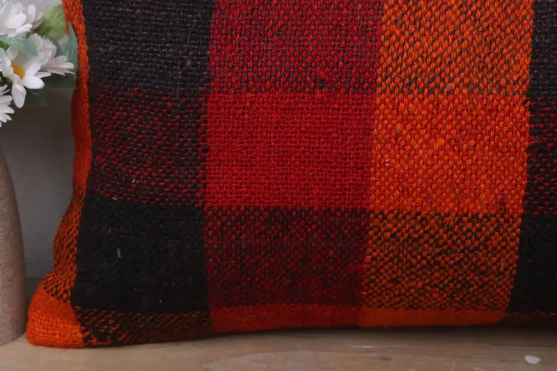 12x24 Orange Cushion Cover, Square Throw Pillow Cover, Kilim Cushion Sham, Boho Pillow, Vintage Kilim Throw Pillow, Cushion Cover - 3