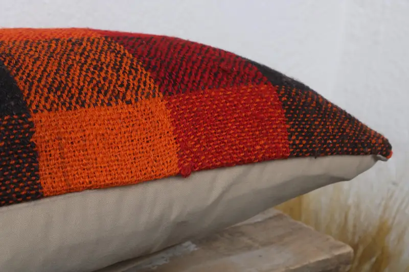 12x24 Orange Cushion Cover, Square Throw Pillow Cover, Kilim Cushion Sham, Boho Pillow, Vintage Kilim Throw Pillow, Cushion Cover - 6