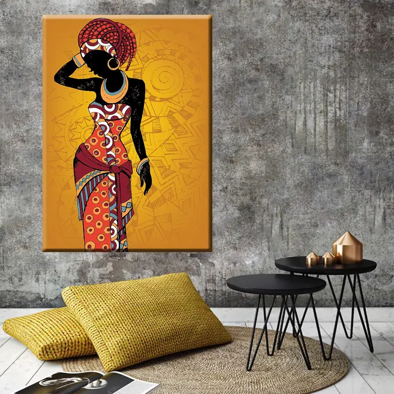 Black Woman Canvas Decor, African Girl Art Decor, Ethnic Wall Art, Wall Art Canvas, Wall Hanging Decor, Home Decor Rug, Canvas Photo Prints, - 4