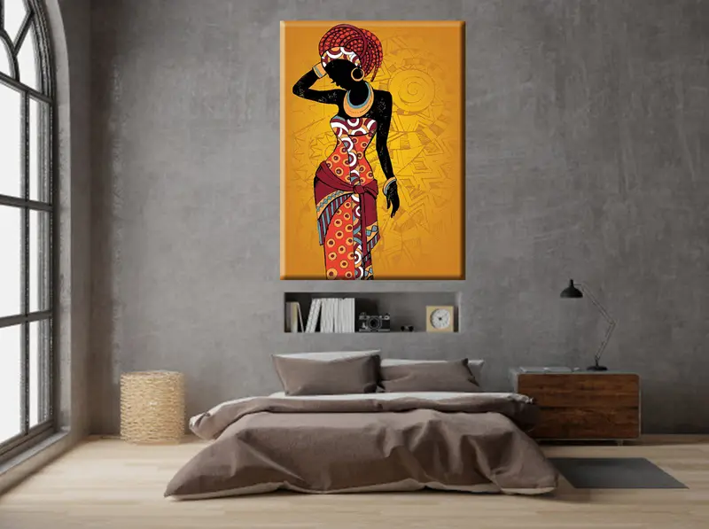 Black Woman Canvas Decor, African Girl Art Decor, Ethnic Wall Art, Wall Art Canvas, Wall Hanging Decor, Home Decor Rug, Canvas Photo Prints, - 5