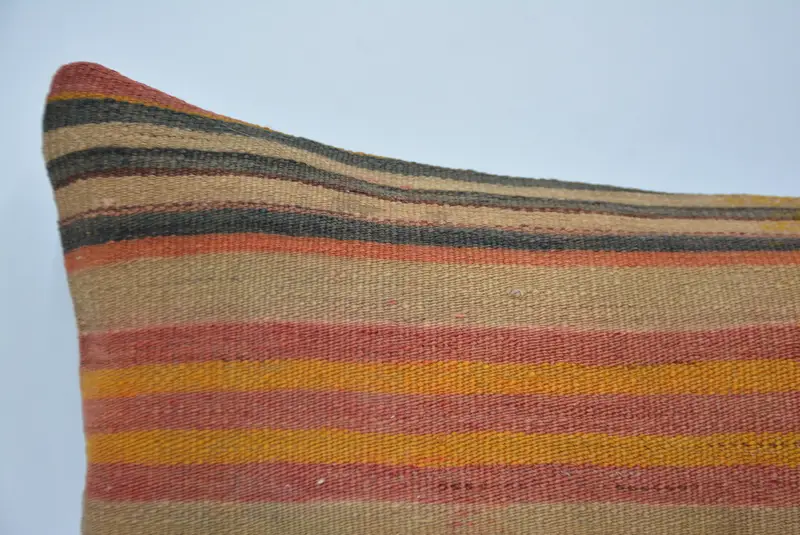 Orange & Beige Geometric Pillow, 12x24 Inches Decorative Pillow - 2