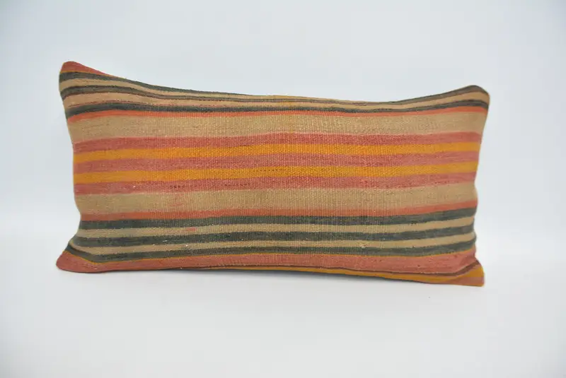 Orange & Beige Geometric Pillow, 12x24 Inches Decorative Pillow - 1