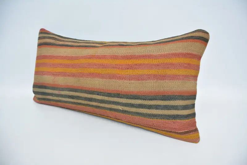 Orange & Beige Geometric Pillow, 12x24 Inches Decorative Pillow - 4