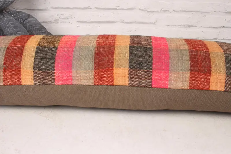 Kilim Cushion Sham, Colorful Cushion, Pillow, Ethnical Kilim Rug Pillow, 12x36 Green Cushion Case, Vintage Pillow, Outdoor Patio Cushion Case - 5