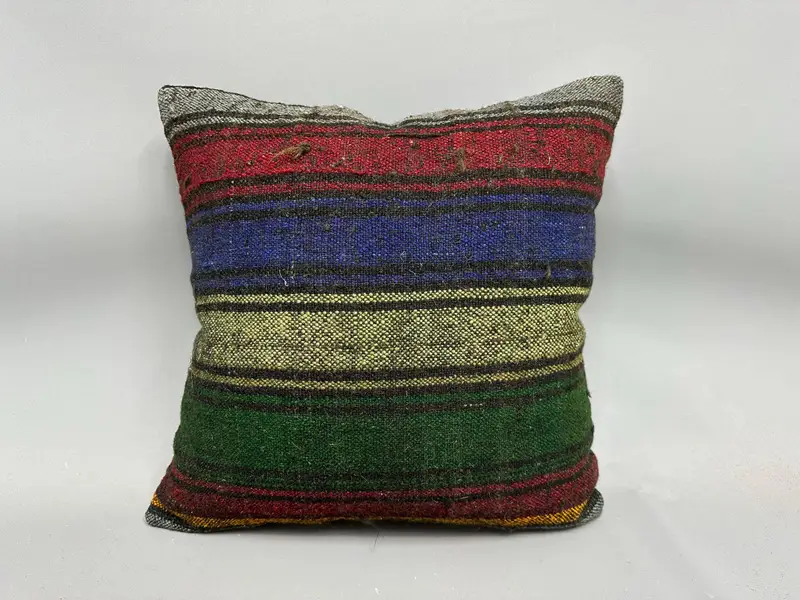 Kilim Pillow Cover, Natural Pillow Sham, 20x20 Purple Pillow, Interior Designer Pillow, Cushion Cover, Vintage Kilim Throw Pillow - 4