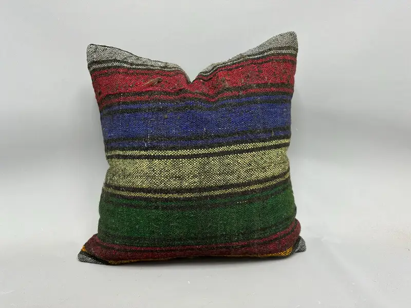 Kilim Pillow Cover, Natural Pillow Sham, 20x20 Purple Pillow, Interior Designer Pillow, Cushion Cover, Vintage Kilim Throw Pillow - 1