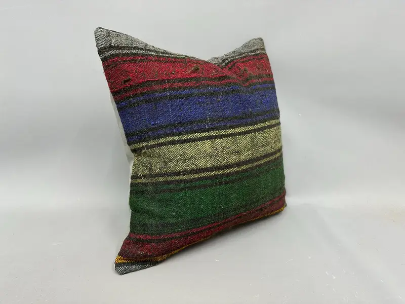 Kilim Pillow Cover, Natural Pillow Sham, 20x20 Purple Pillow, Interior Designer Pillow, Cushion Cover, Vintage Kilim Throw Pillow - 2