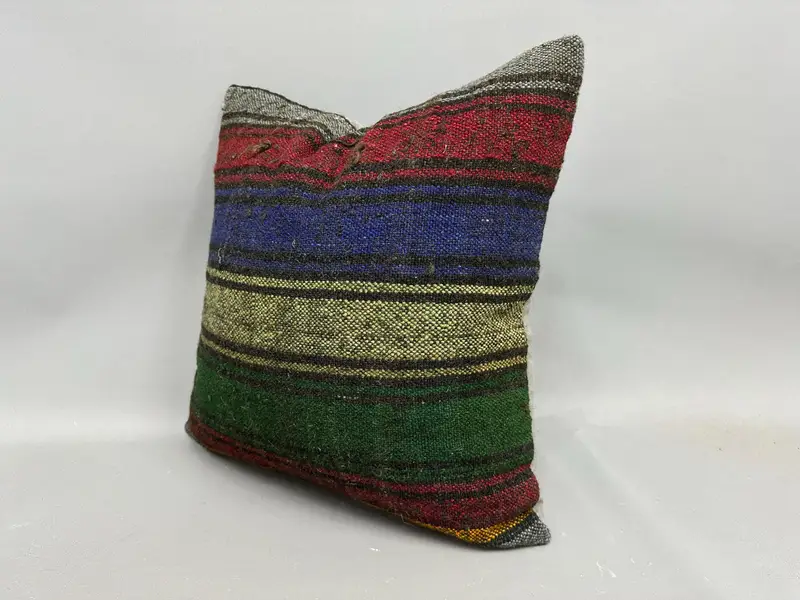 Kilim Pillow Cover, Natural Pillow Sham, 20x20 Purple Pillow, Interior Designer Pillow, Cushion Cover, Vintage Kilim Throw Pillow - 3