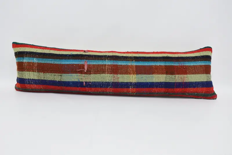 Indoor Striped Turkish Pillow, Blue Gift 12x42 inch Cushion - 1