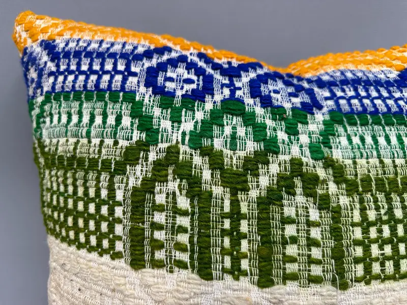Antique Pillows, Sofa Bolster Cushion Case, Vintage Pillow, Kilim Pillow, Pillow Case, Decorative Cushion, 18x18 Blue Cushion Cover - 5