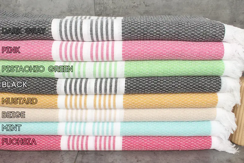 Striped Organic Cotton Towel Bath, Beige, 40x71 Inches