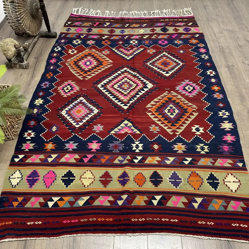 Purple & Blue Abstract Rug, 5,2x8,7 ft Chic Decor