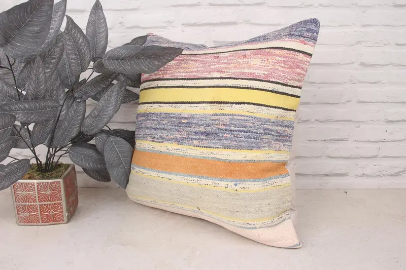 20x20 Purple Pillow Sham, Decorative Throw Cushion Case, Pillow Sham, Gift Pillow, Kilim Cushion Sham, Rustic Cushion Cover, Handmade Kilim Cushion - 4