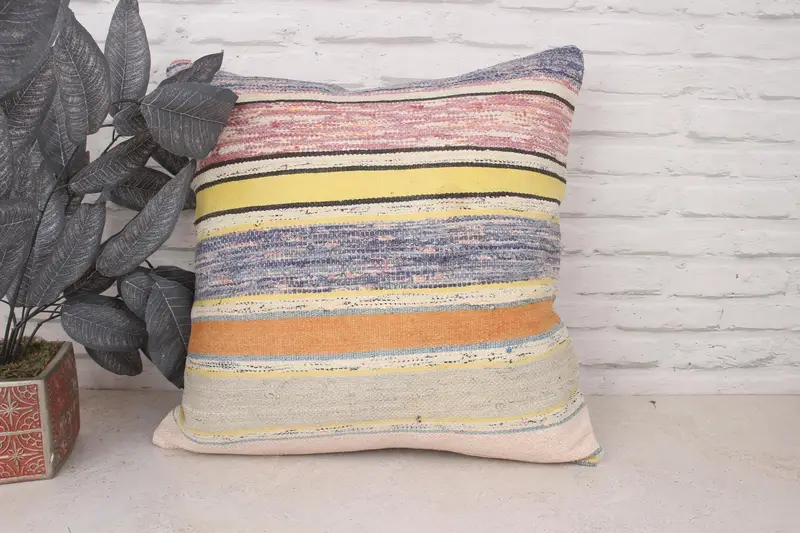 20x20 Purple Pillow Sham, Decorative Throw Cushion Case, Pillow Sham, Gift Pillow, Kilim Cushion Sham, Rustic Cushion Cover, Handmade Kilim Cushion - 1