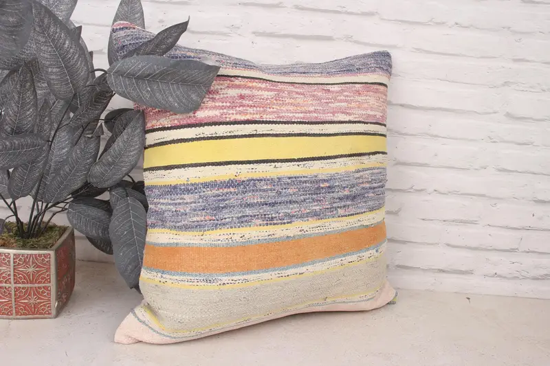 20x20 Purple Pillow Sham, Decorative Throw Cushion Case, Pillow Sham, Gift Pillow, Kilim Cushion Sham, Rustic Cushion Cover, Handmade Kilim Cushion - 3