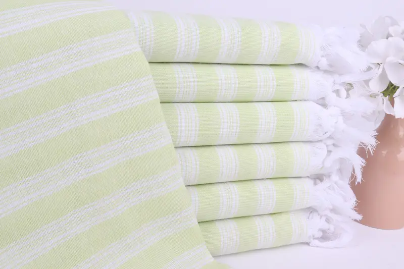 Wedding Favors Pistachio Green Striped Towel, 40x71 Inches
