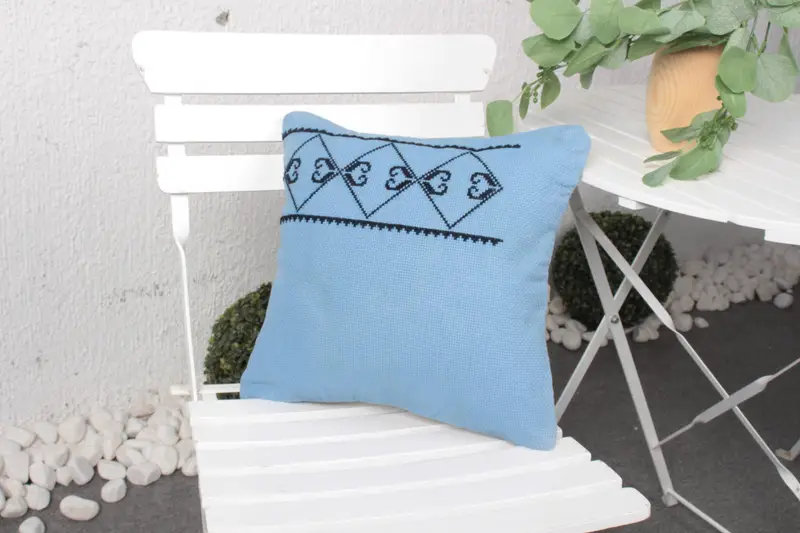 Alfombra Azul Hecha a Mano, Diseño Floral Geométrico 3x3m