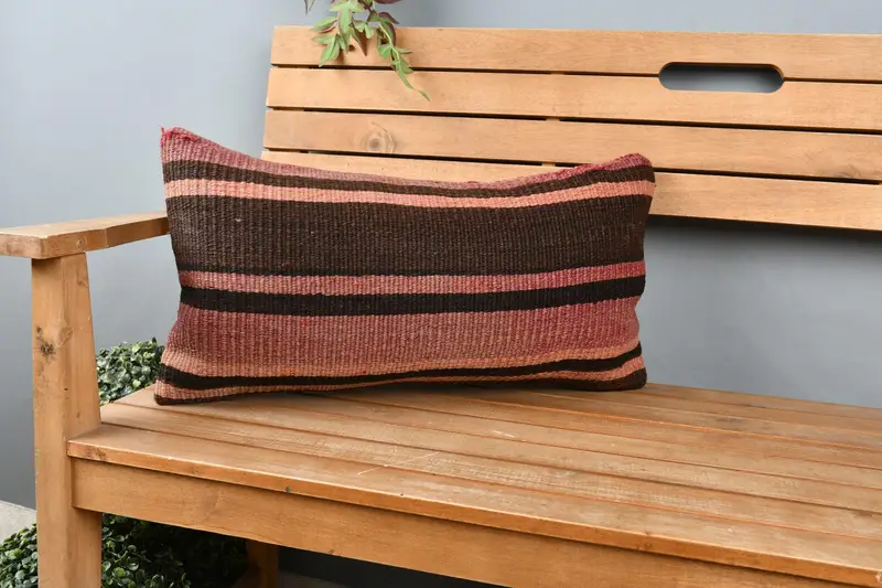 Authentic Pillow Cover, 12x24 Brown Cushion, Pillow for Sofa, Pillow Sham, Retro Throw Pillow, Vintage Pillow, Gift Pillow, Bohemian Cushion Pillow - 1