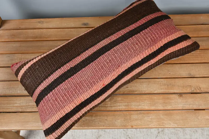 Authentic Pillow Cover, 12x24 Brown Cushion, Pillow for Sofa, Pillow Sham, Retro Throw Pillow, Vintage Pillow, Gift Pillow, Bohemian Cushion Pillow - 2