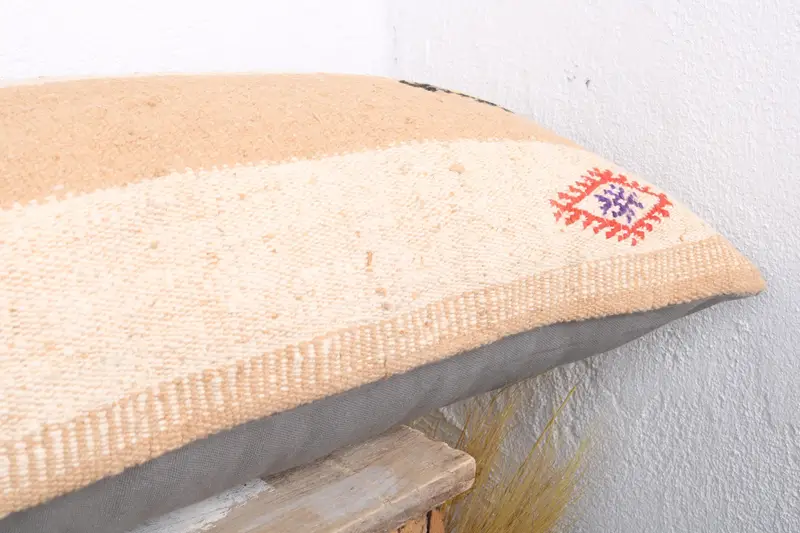 Cushion Case, 16x48 Beige Pillow Case, Bench Pillow Case, Vintage Kilim Throw Pillow, Turkish Bench Pillow Cover, Pillow for Sofa, Turkish Pillow - 5